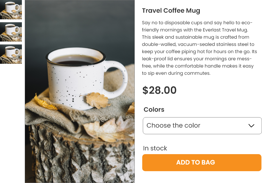 Travel Coffee Mug Product Description